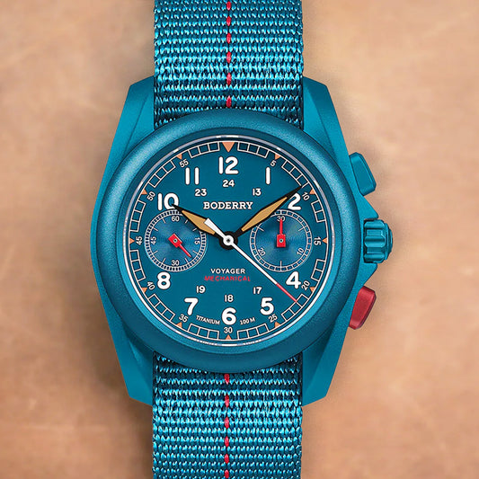 Boderry Voyager Chronograph BD-M02TBC-03 Titanium Field 100m Cerulean Blue