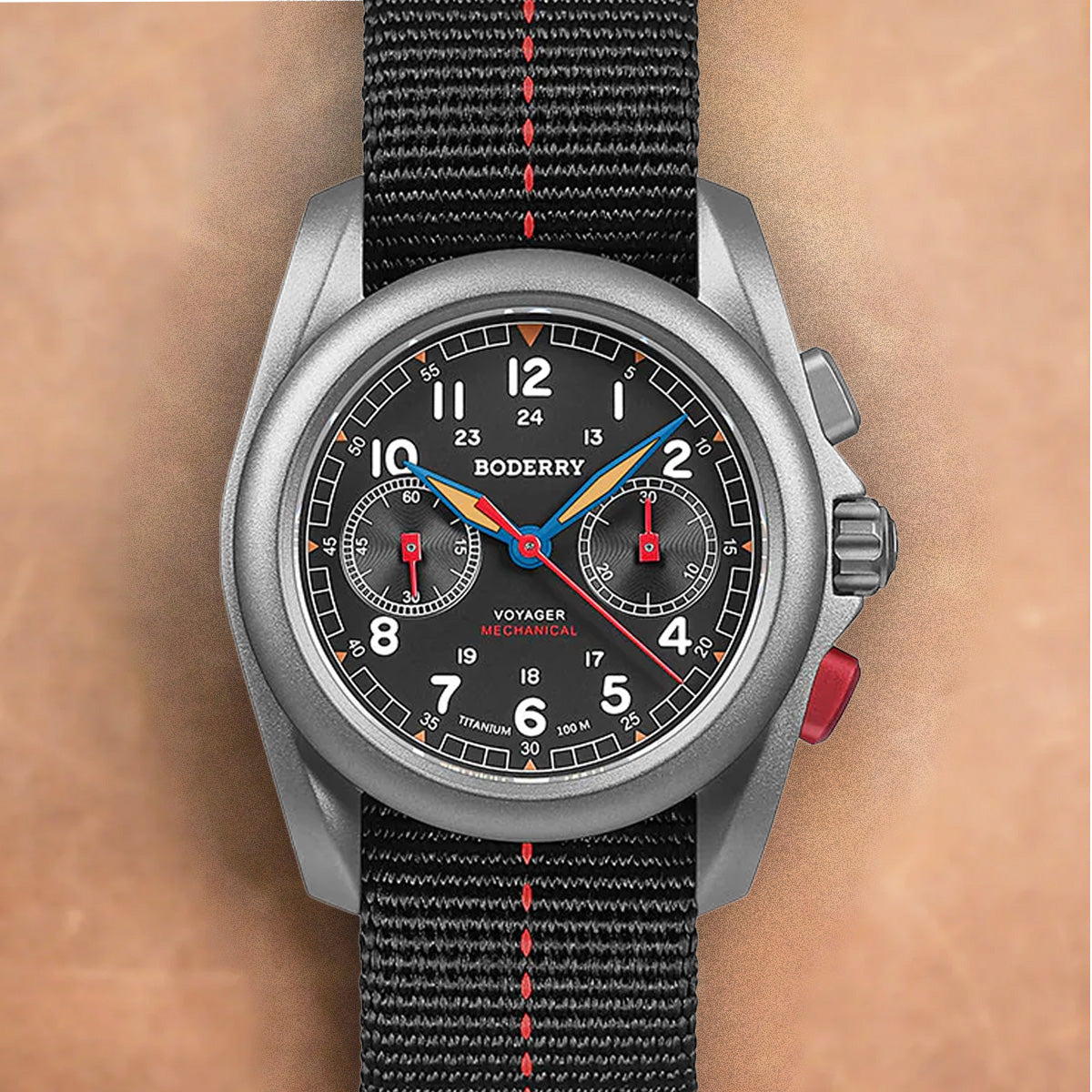 Boderry Voyager Chronograph BD-M02T-01 Titanium Field 100m Grey Dial