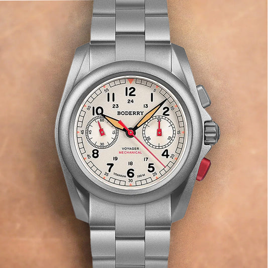 Boderry Voyager Chronograph BD-M02T-02B Titanium Field 100m Cream Dial