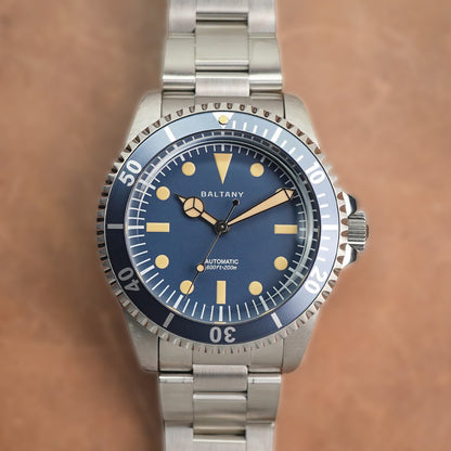 Baltany Retro Diver Watch D3043AB Stainless Steel Bracelet