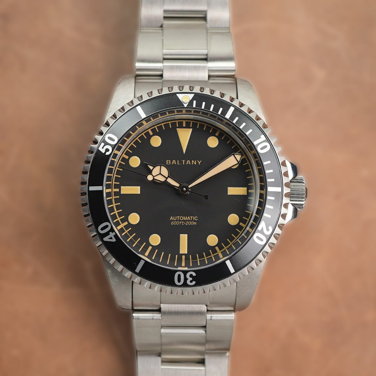 Baltany Retro Diver Watch D3043AB Stainless Steel Bracelet