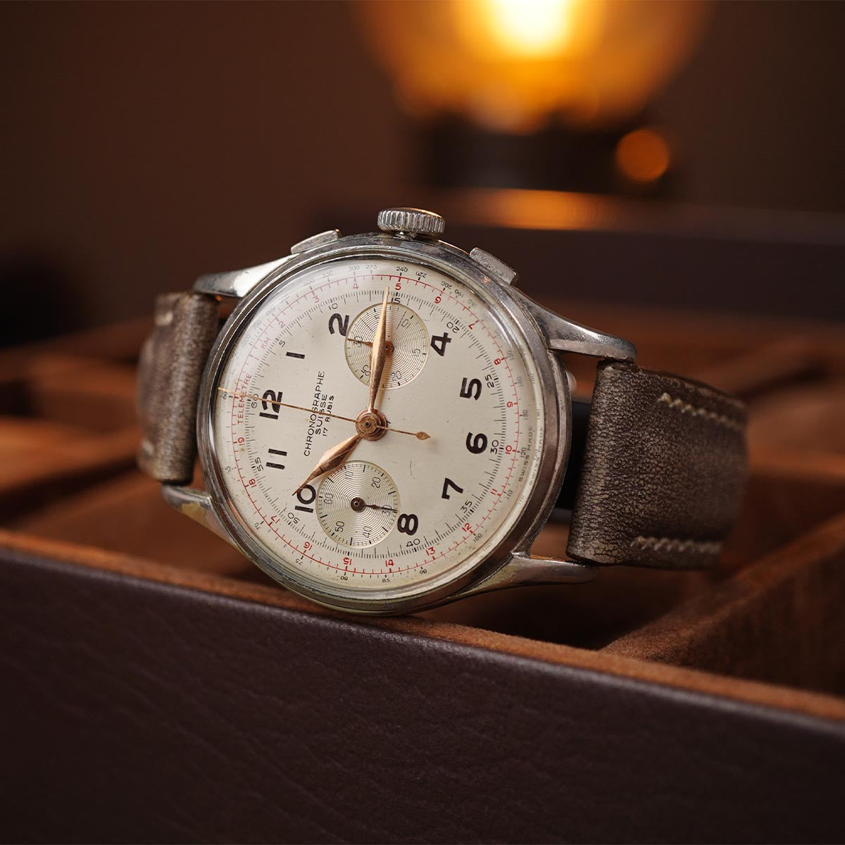 Chronographe Suisse Vintage Watch Patina Dial