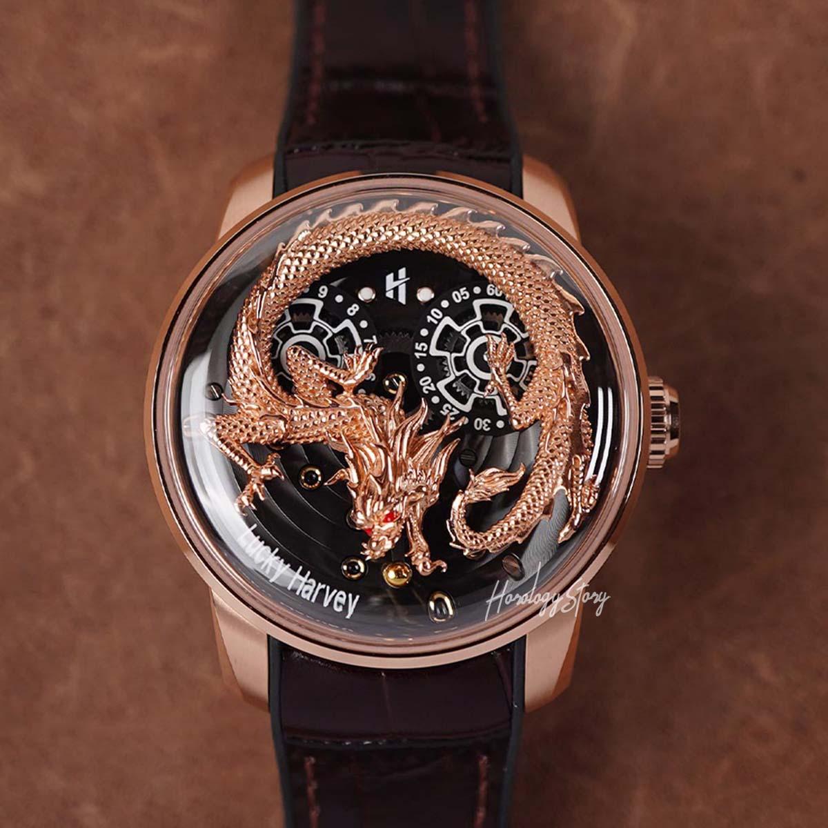 LUCKY HARVEY Rose Gold Dragon Ball Automatic - Horology Story Youtube Store