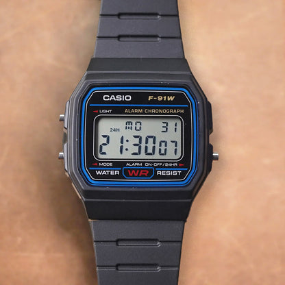Casio F-91W-1DG Digital Stopwatch On Rubber