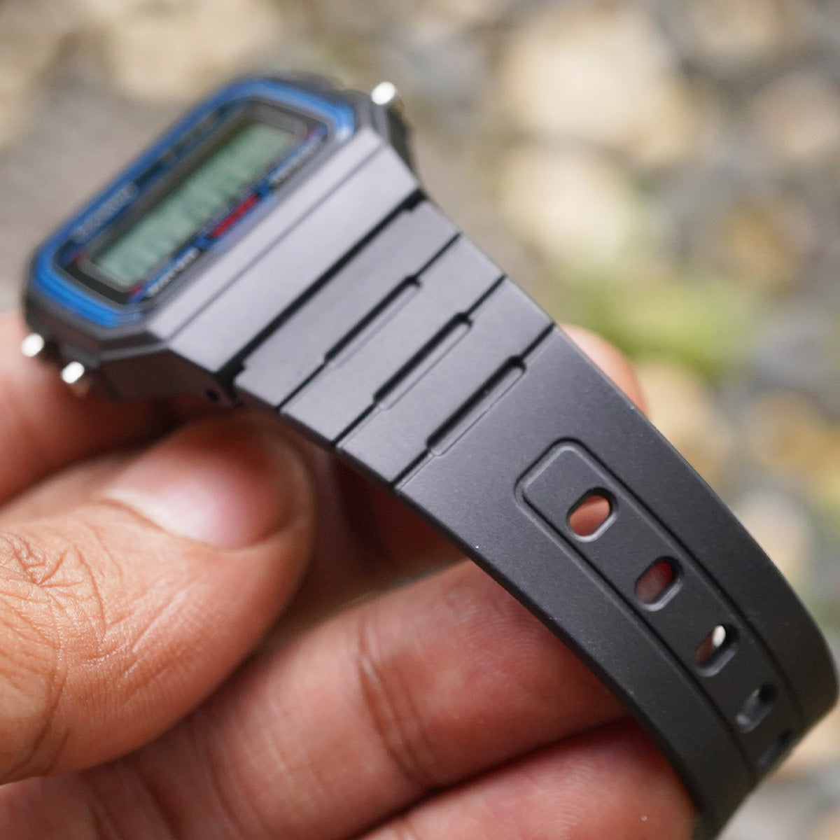 Casio F-91W-1DG Digital Stopwatch On Rubber