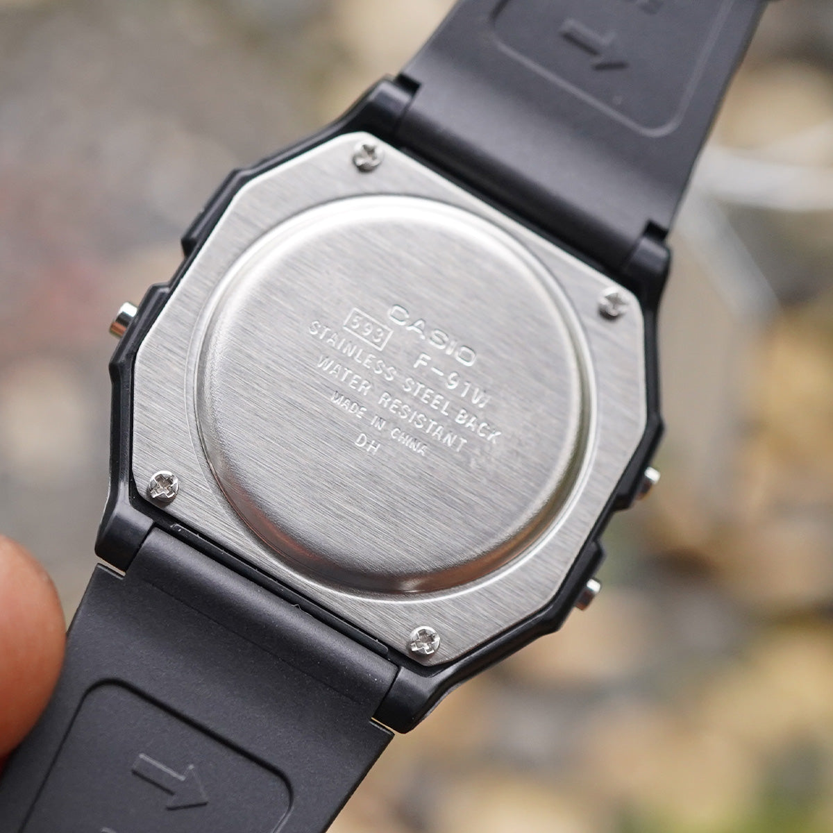 Casio F-91W-1DG Digital Stopwatch On Rubber