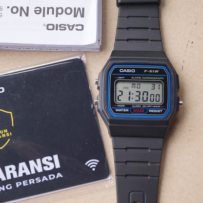 Casio F-91W-1DG Digital Stopwatch On Rubber