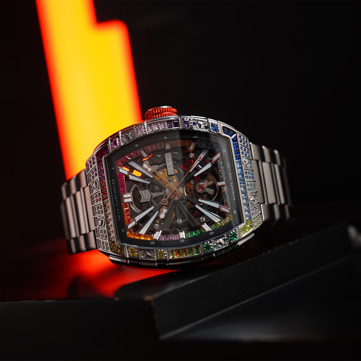 Geya Rainbow Zircon Series Automatic Red G78139