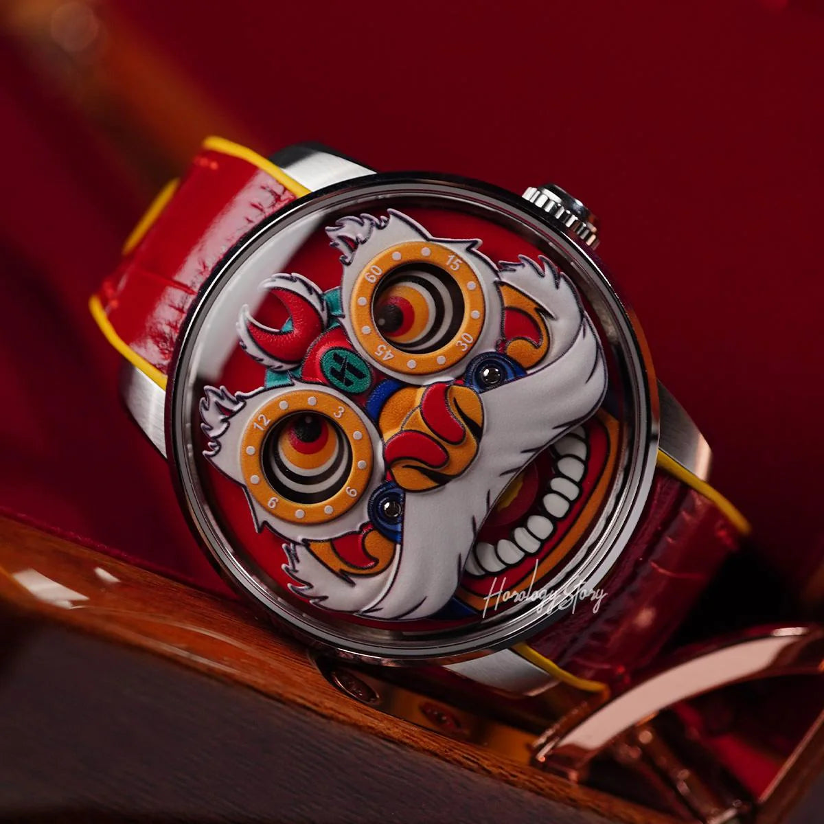 LUCKY HARVEY Red Lion Rolling Eyes Automatic - Horology Story Youtube Store