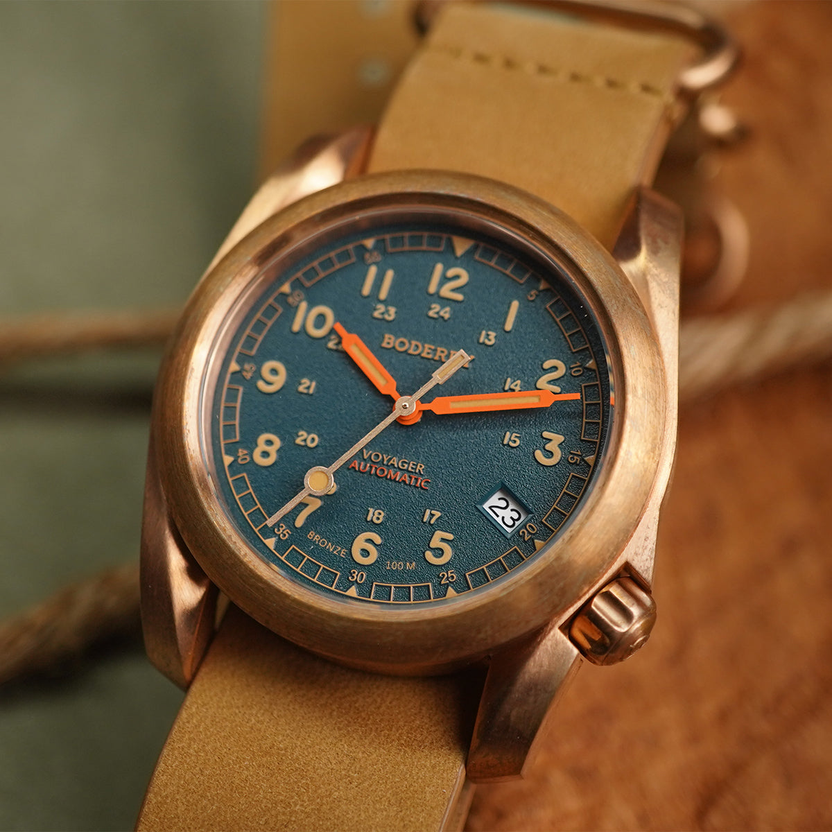 Boderry Voyager Bronze Field 100m Sandstone Green BD-A11B-03 - Horology Story Youtube Store