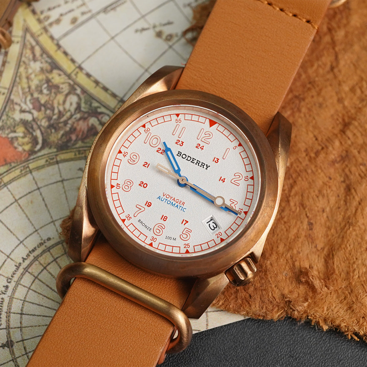 Boderry Voyager Bronze Field 100m White Dial BD-A11B-02