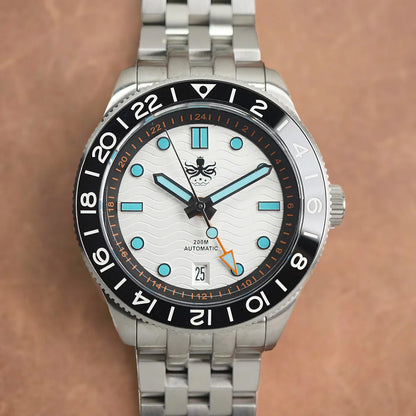 Phoibos Wave Master GMT 200M PY049E White Dial