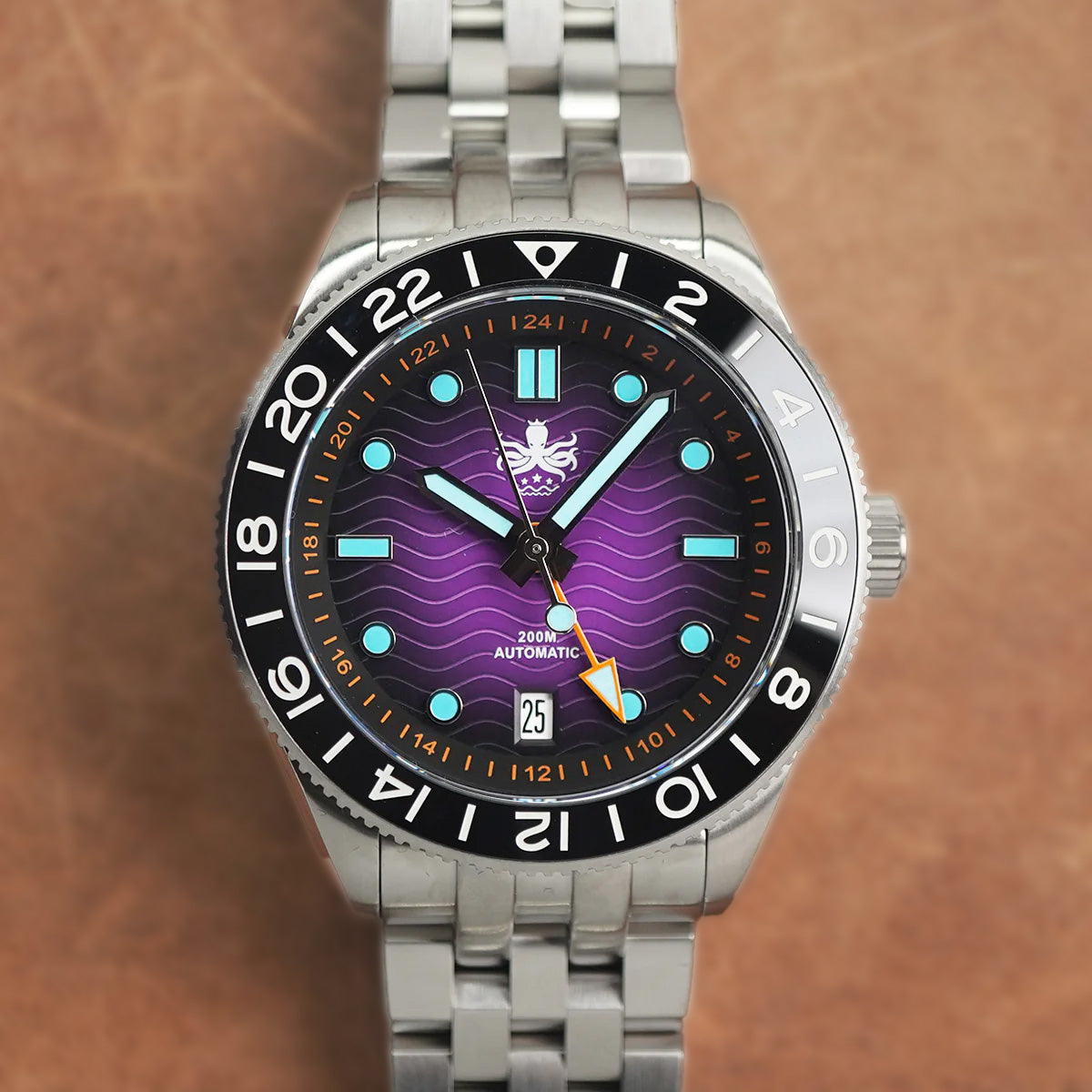 Phoibos Wave Master GMT 200M PY049H Purple Dial - Horology Story Youtube Store