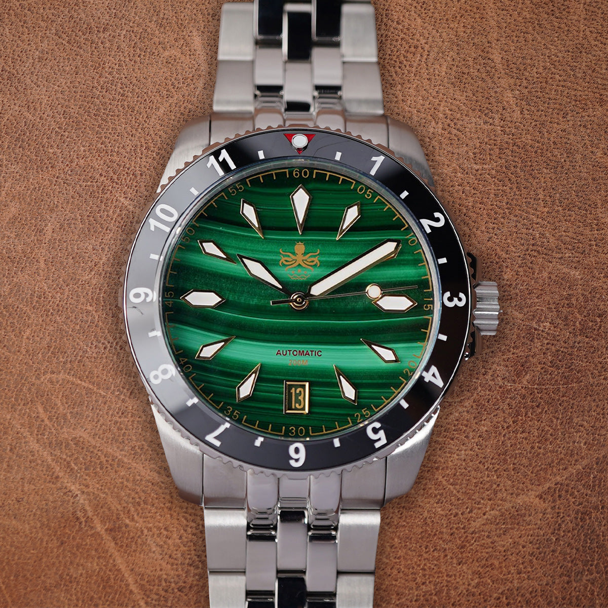 Phoibos Voyager 200m PY035A Green Malachite Dial - Horology Story Youtube Store