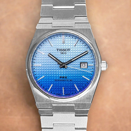 Tissot PRX 40mm T137.407.11.351.01 Powermatic 80 Gradient Ice Blue on Bracelet