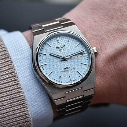 Tissot PRX 40mm T137.407.11.351.00 Powermatic 80 Ice Blue Dial on Bracelet