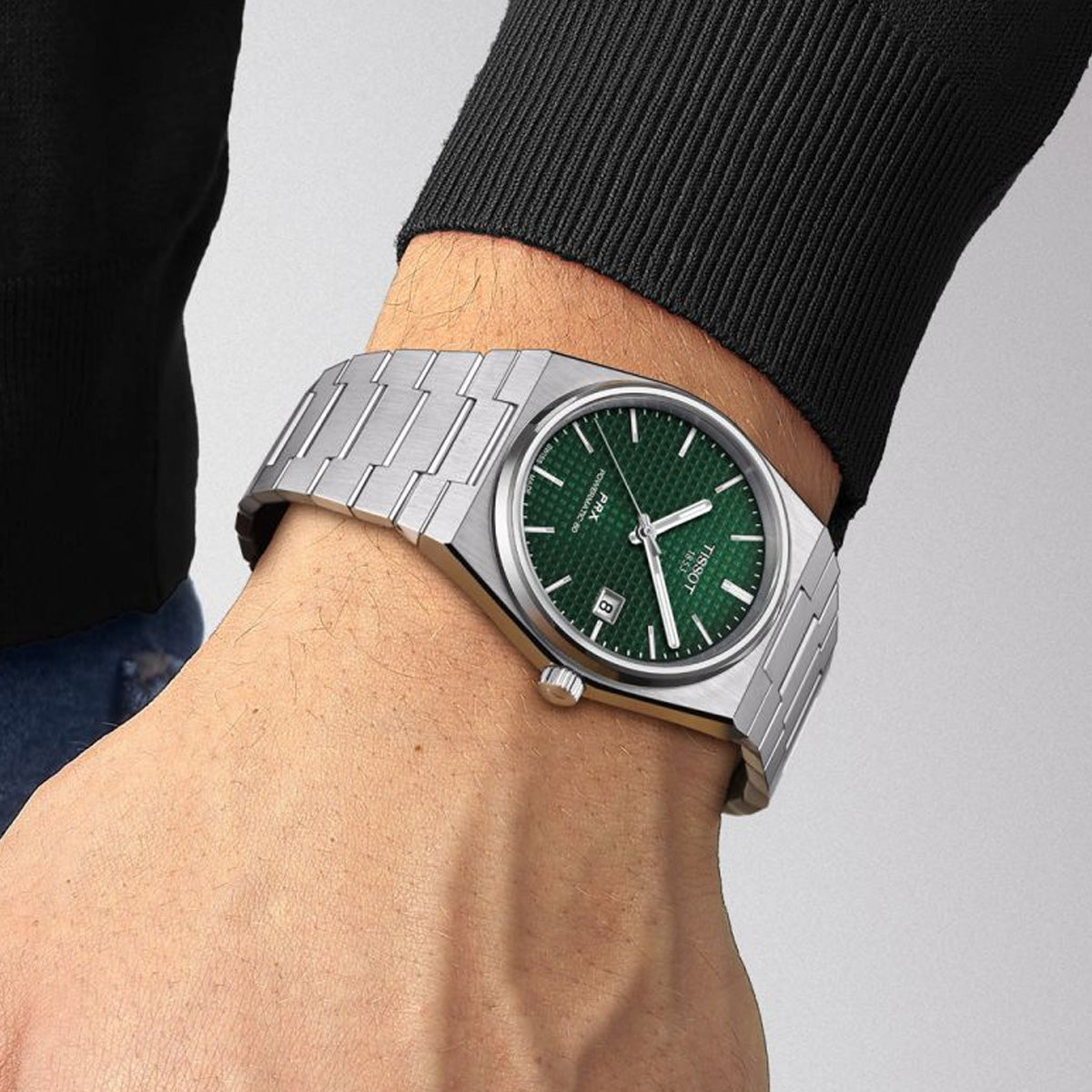 Tissot PRX 40mm T137.407.11.091.00 Powermatic 80 Green Dial on Bracelet
