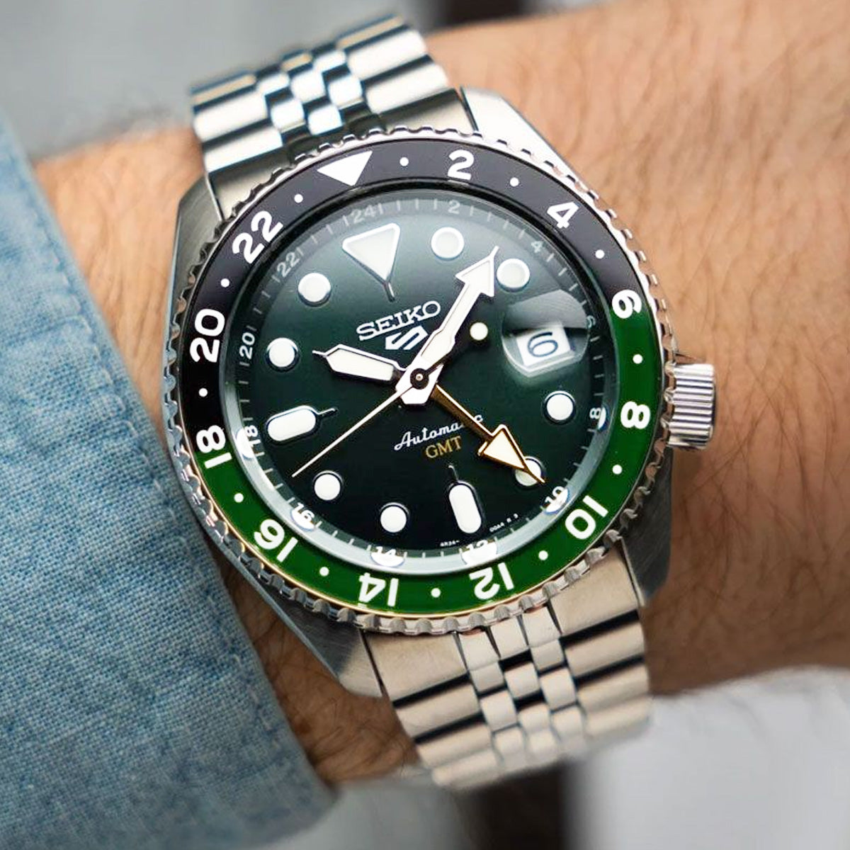 Seiko 5 Sports GMT SSK035K1 Black Green (Sprite)