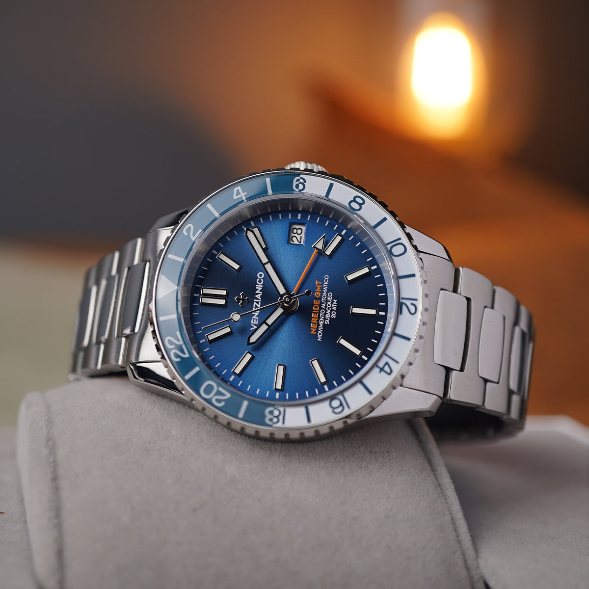 Venezianico Nereide GMT 39mm 3521502C Blue Silver - Horology Story Youtube Store