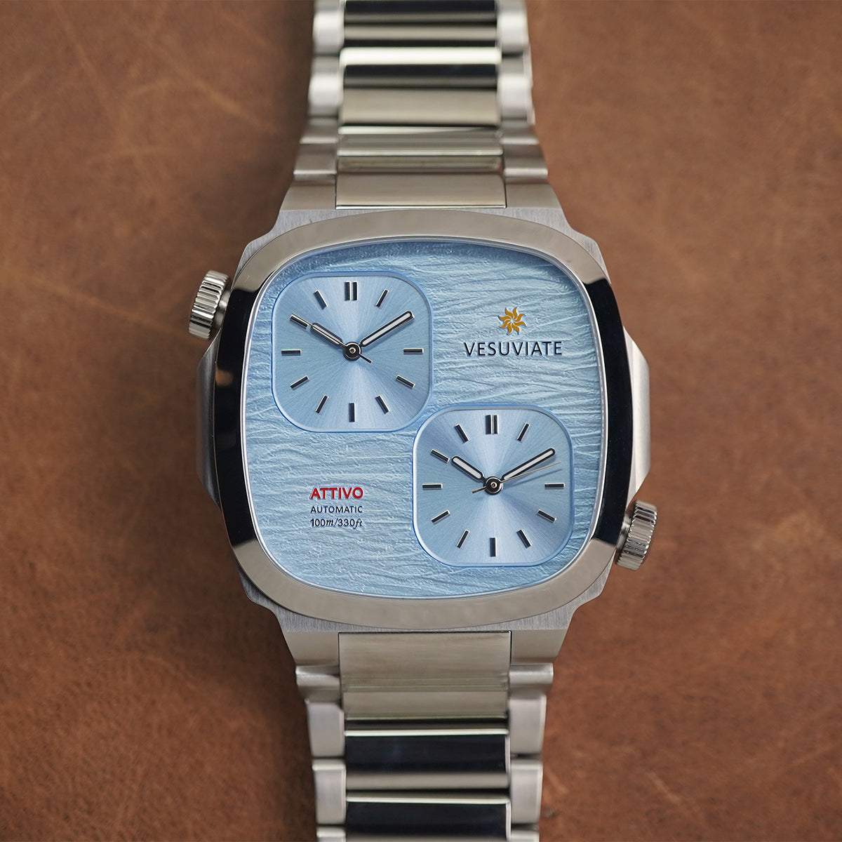 Vesuviate Attivo-Duplex 39mm Cyan Blue Dual Dial