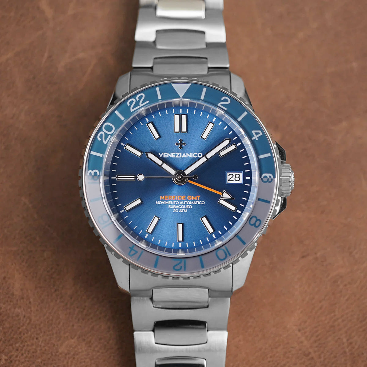 Venezianico Nereide GMT 39mm 3521502C Blue Silver - Horology Story Youtube Store