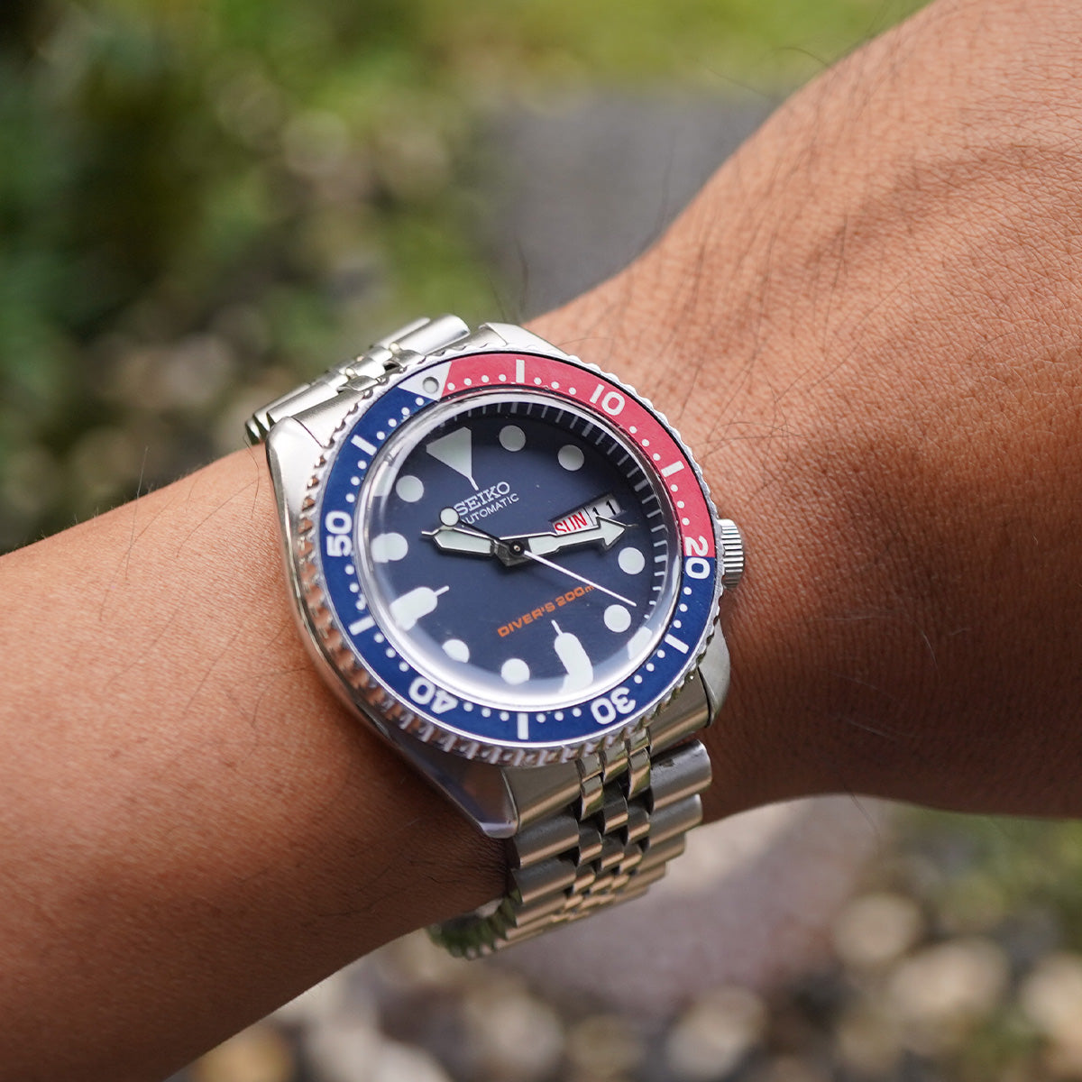 Seiko SKX009 Pepsi Top Hat Sapphire Crystal Mod (Watch Only)
